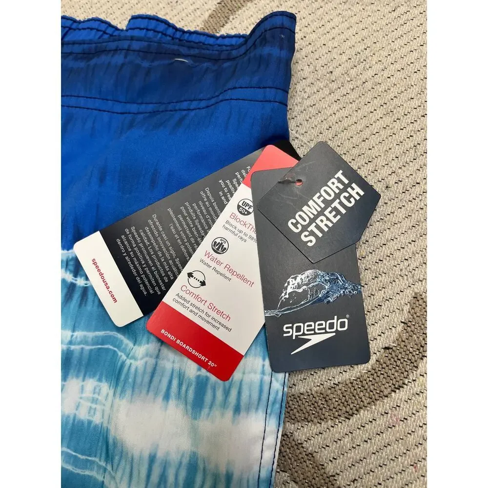 Speedo blue lemonade water repellent UPF 50+ swim trunks, 9” inseam, size XXL